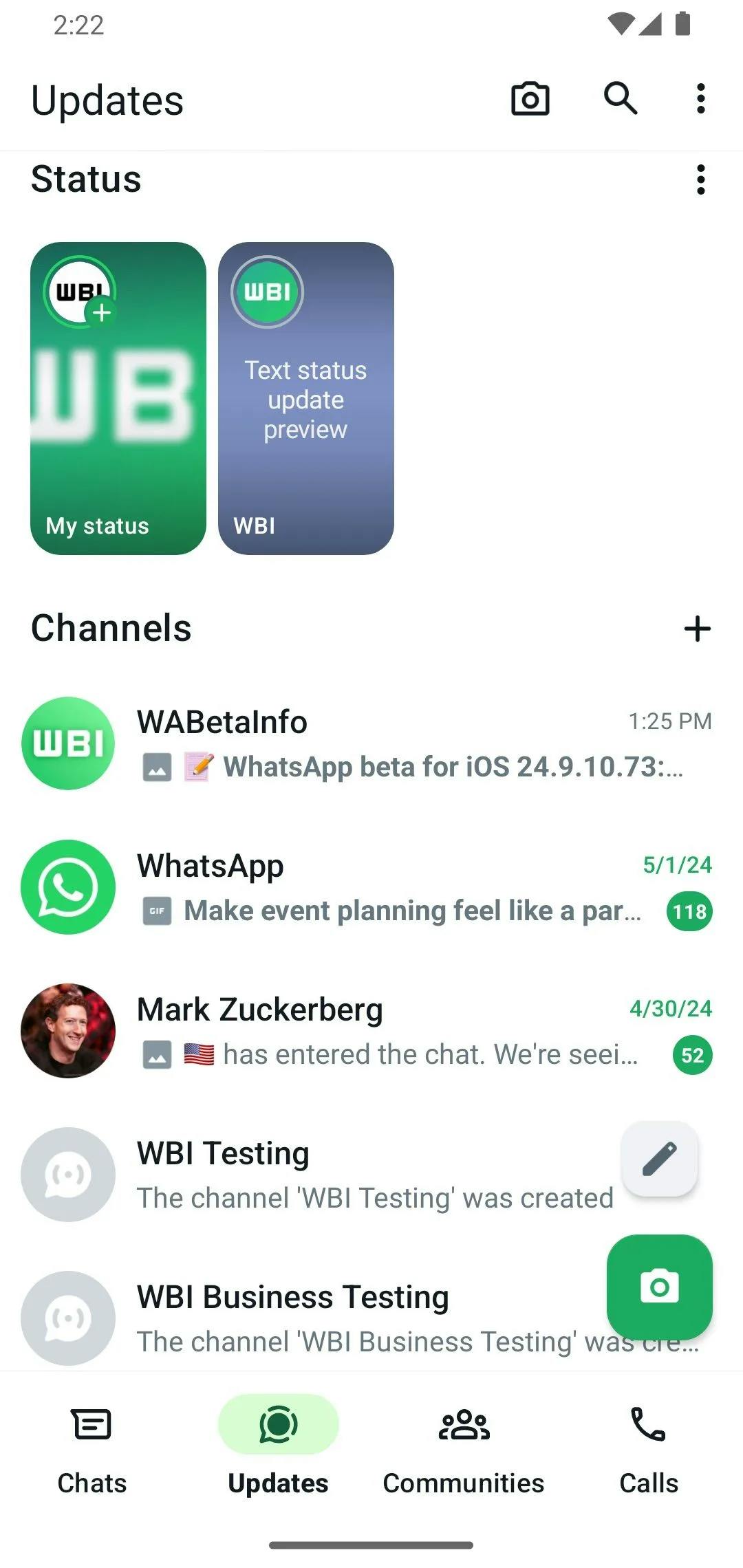 whatsapp redesigned status tray