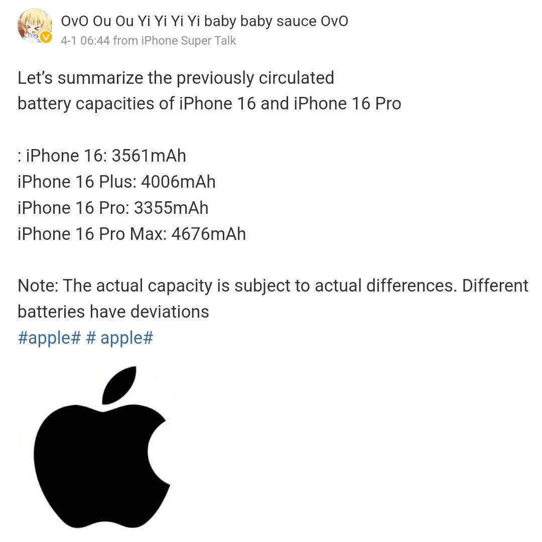 iphone 16 battery rumour