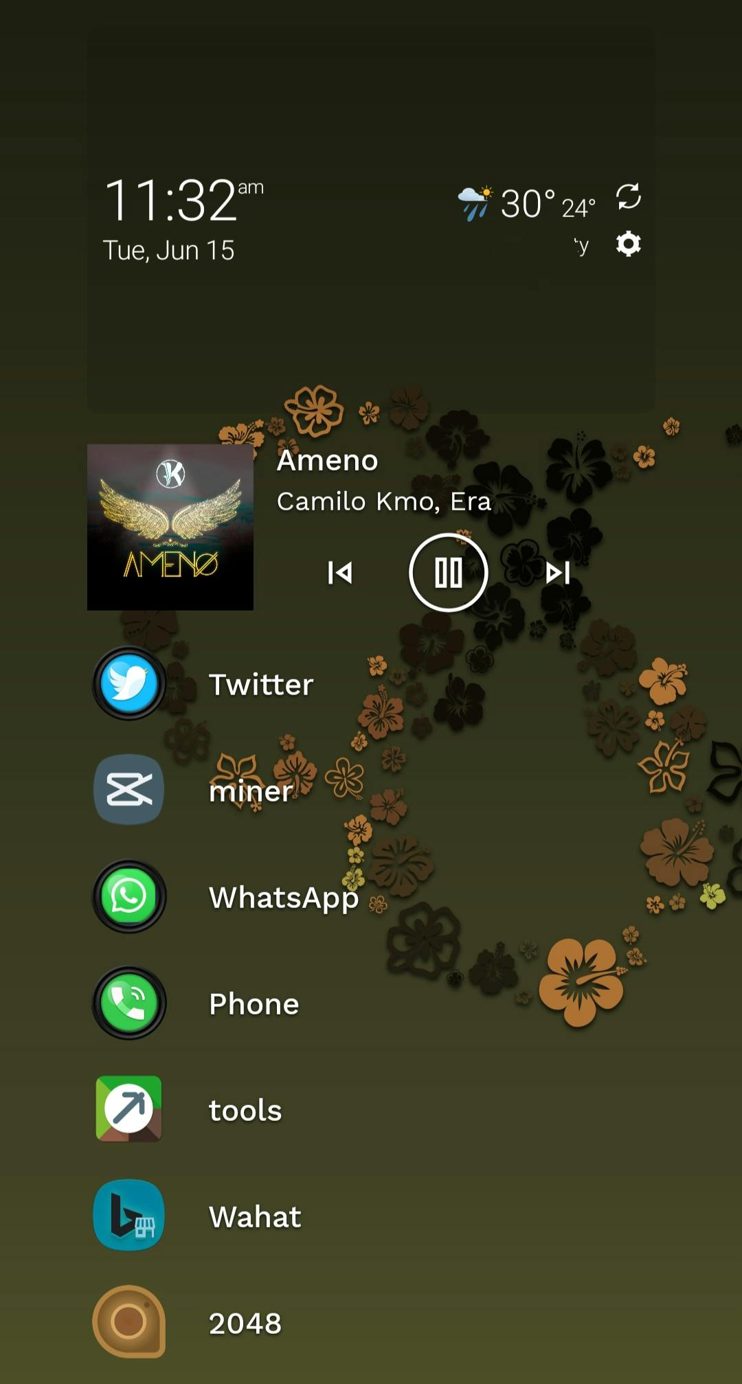 in app music player widget