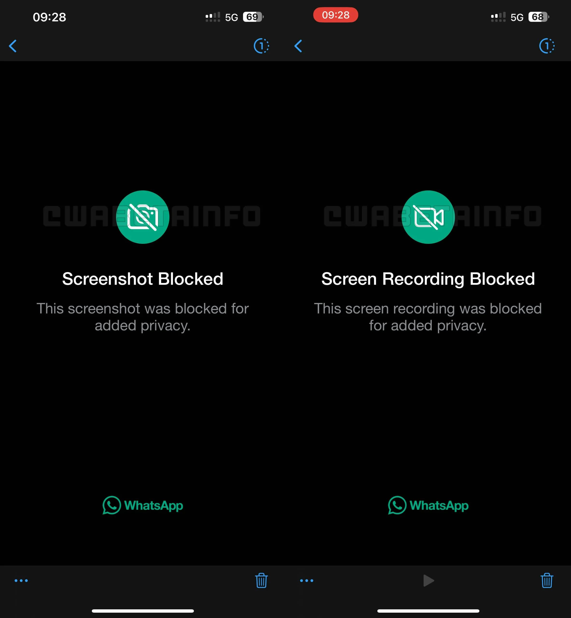whatsapp screenshot blocking